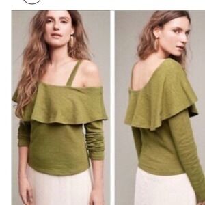 Anthropologie Maeve Pilcro One Shoulder Ruffle Long Sleeve Top Ho Size Largely